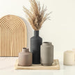 Ceramic Vase Set of 3, Modern Farmhouse Boho Table Centerpiece Vases, Small Flower Pottery for Coffee Bar Shelf Bookshelf Living Room Kitchen Decor, Rustic Home Decor Accents