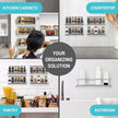 Spice Rack Wall Mounted 4 Tier – Space-Saving Kitchen Spice Organizer for Seasonings – Screw or Adhesive Hanging – Wall Mount Hanging Spice Rack for Wall, Cabinet, Pantry Door
