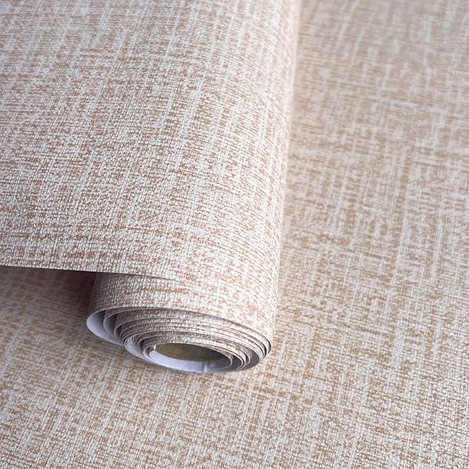 Yancorp 24"x197" Textured Fabric Peel and Stick Wallpaper - Faux Grasscloth, Self-Adhesive, Linen, Removable for Cabinets - Khaki
