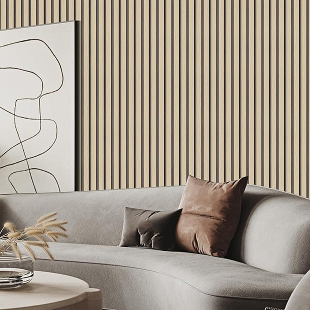 Arthome Wood Slat Wallpaper 17''x393'' Peel and Stick self Adhesive Wood Wallpaper PVC Vinyl Decorative Removable Wallpaper Waterproof Faux Wood Grating Stripe Contact Paper for Living Room (Oak)
