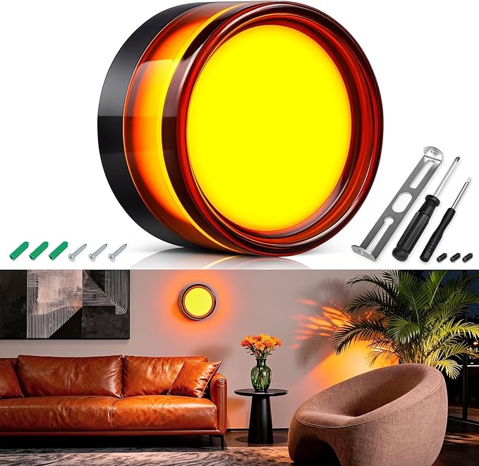 Round LED Wall Sconce Light, Waterproof IP65 9W 3000K Warm White Modern Wall Sconces, Hardwired Minimalist Indoor Wall Lights for Bedroom, Hallway, Staircase, Living Room, Background Decor Lighting