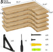 Fixwal Floating Shelves for Wall, Rustic Wood Wall Mounted Corner Shelf for Bathroom, Kitchen, Bedroom, Home Decor, Laundry Room, Living Room, Set of 5 (Carbonized Black)