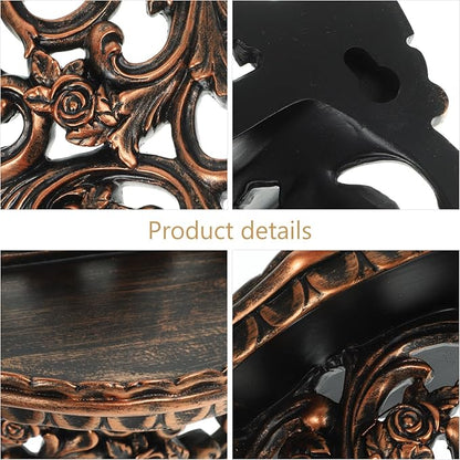 Homoyoyo Resin Floating Wall Shelf Wall Mounted Decorative Display Organizer Retro Hollow Flower Carving Art Decoration Flower Pot Stand