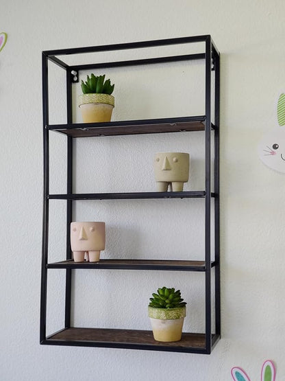Admired By Nature 4 Tier Floating Shelf, Farmhouse Wall Decor, Rustic Wood Mounted Organizer for Home Decor, 1 Unit