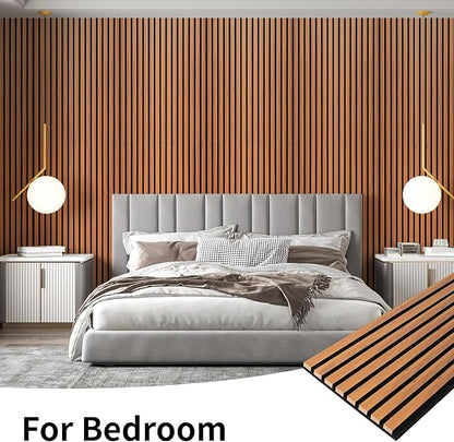 Art3dwallpanels Wood Slat Wall Panel, 108'' x 13'' Wood Panels for Wall 2 Pack 3D Soundproof Wall Panels, Large Acoustic Panels for Interior Ceiling and Wall Decor Noise Reduction,Red Oak