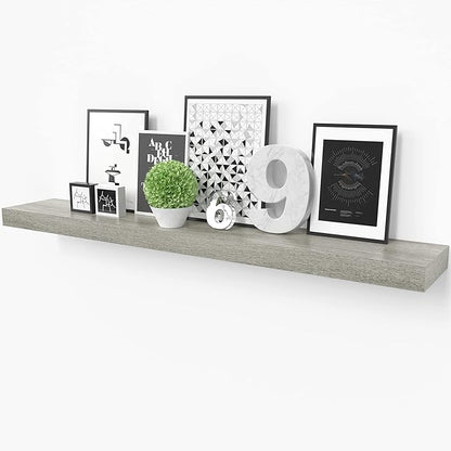 Ballucci Floating Shelf, 36" Wood Wall Shelf with Invisible Brackets for Bathroom, Living Room, Bedroom, Kitchen, Nursery, 6" Deep, Rustic Gray