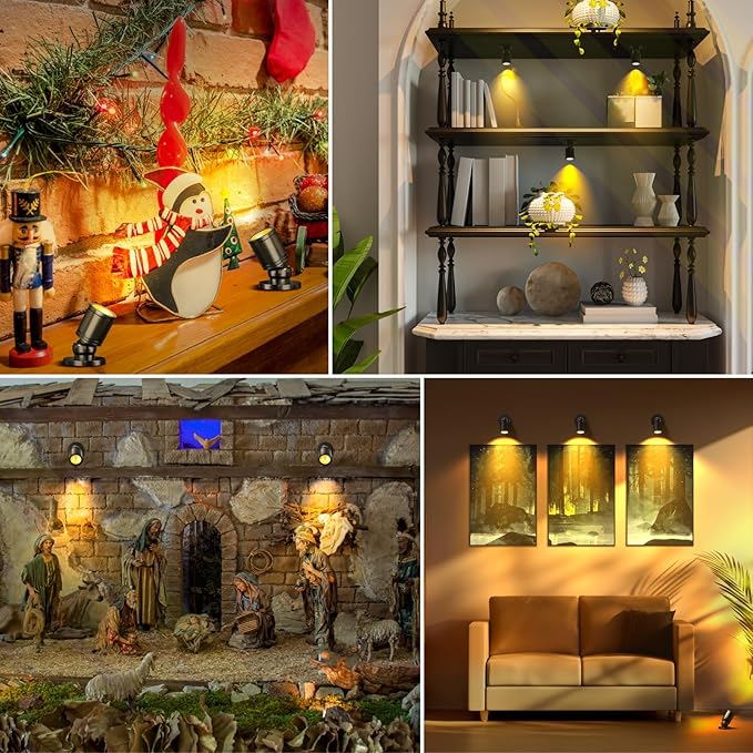 Mini LED Spotlight Plug in, 2-in-1 Indoor Small Spot Lights for Paired Display Art Model, Wired Accent Uplights for Plant Picture (Warm White)