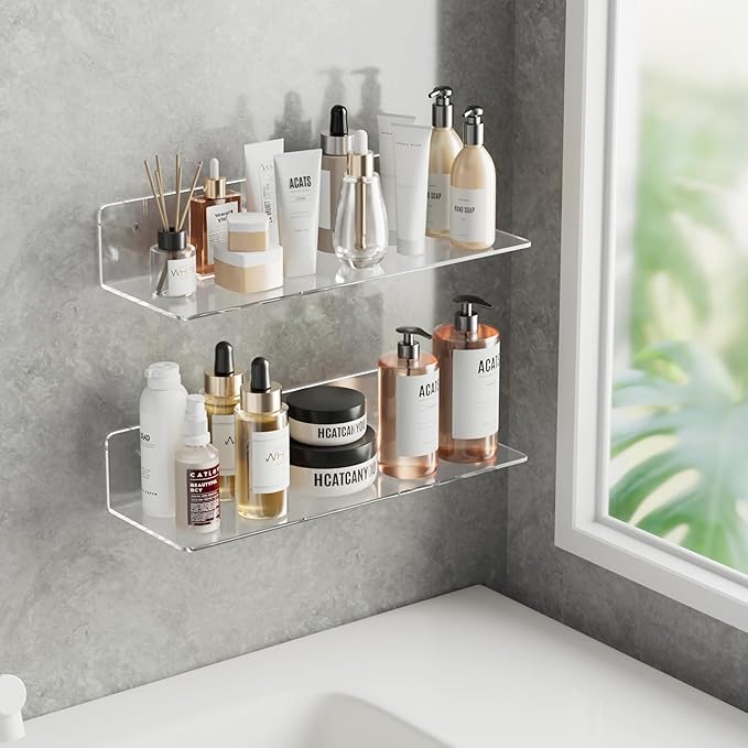 HANGE 4-Pack Clear Acrylic Floating Shelves, 12