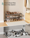SONGMICS Shoe Rack, 2-Tier Shoe Organizer, Metal Storage Shelf, Upright or Upside Down, for 12-15 Pairs, Stackable, for Entryway, 11.8 x 36.2 x 14.6 Inches, Black ULSA12BK