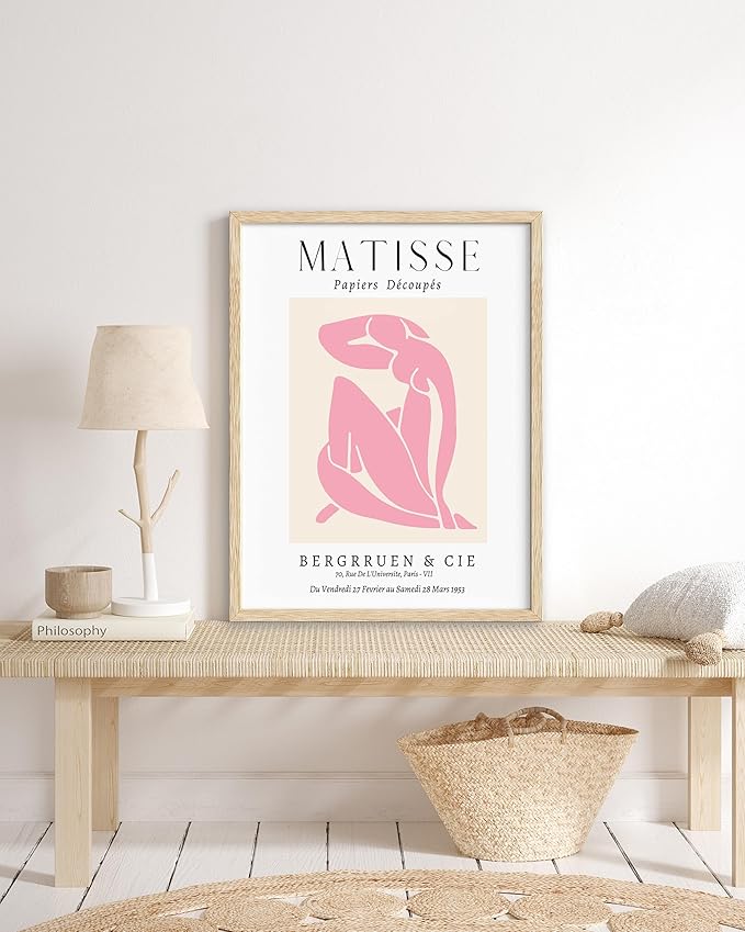 HesenDot Unframed Matisse Pink Wall Art,12x16in Canvas Prints Poster,Set of 3 Modern Abstract Wall Decor Posters,Minimalist Home Decoration for Living Room Bedroom Office