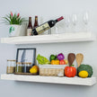 Rustic Floating Shelves 36 inch Long 8 inch deep Set of 2, Solid Wood Wall Shelves for Bedroom Living Room Kitchen,Book Shelf for Wall, Wall Mounted Shelves with Hidden Bracket-White