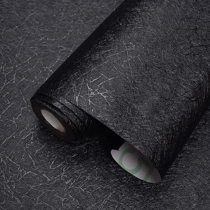 MelunMer Black Peel and Stick Wallpaper Silk Embossed Self Adhesive Removable Wallpaper Bathroom/Bedroom Waterproof Black Contact Paper for Cabinets Wrapping Sticker Paper Shelf Liner 512In L 15.7In W