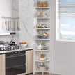 7 Tier Corner Shelf Stand Kitchen Organizer with Metal Frame for Organization & Storage Corner Shelves Kitchen Decor Accessories Marble White 64.7