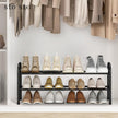 STO STO Expandable Shoe Rack, 2-Tier Metal Small Shoe Rack for Closet, Up to 12 Pairs Adjustable Shoe Rack Storage for Front Door Entrance, Free Standing Shoe Rack Organizer for Entryway, Black