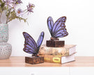 Vintage Purple Butterfly Bookends,Resin Book Ends for Shelves,Heavy Duty Decorative Bookends,Creative Book Stopper Holder Decor for Desk Home Office,Shelf Decoration,Gifts for Mother's Day
