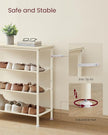 VASAGLE Shoe Rack, 4-Tier Shoe Storage Organizer for Entryway and Closet, Holds 9-12 Pairs of Shoes, 3 Fabric Shelves, Steel Frame, Modern, Natural Beige and Pearl White ULBS035K01