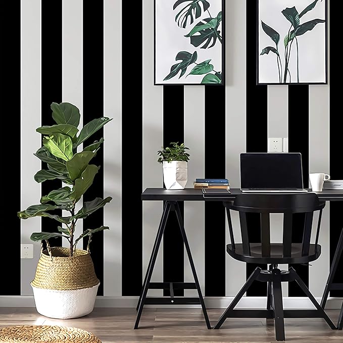 Guvana Stripe Black and White Peel and Stick Wallpaper Self-Adhesive Wallpaper 118