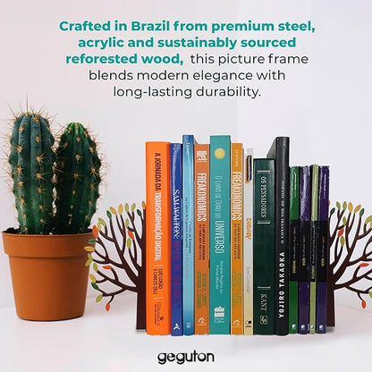 Tree Book Holder – Steel with Epoxy Paint and Creative Design – Organization and Style for Your Books – Matte Black – Geguton