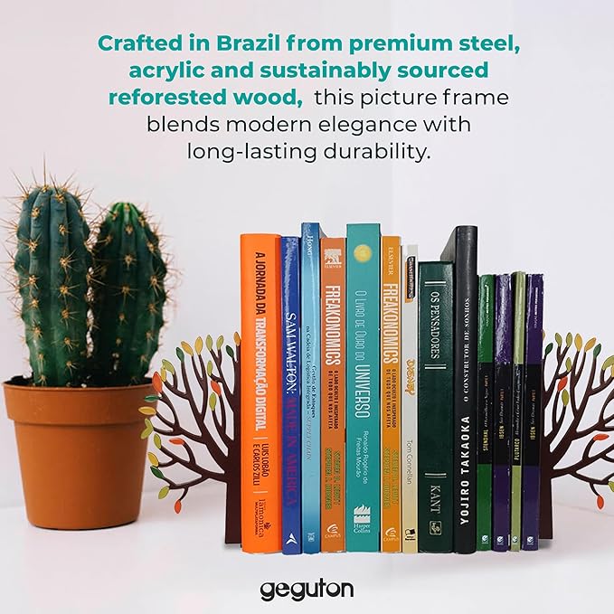 Tree Book Holder – Steel with Epoxy Paint and Creative Design – Organization and Style for Your Books – Matte Black – Geguton