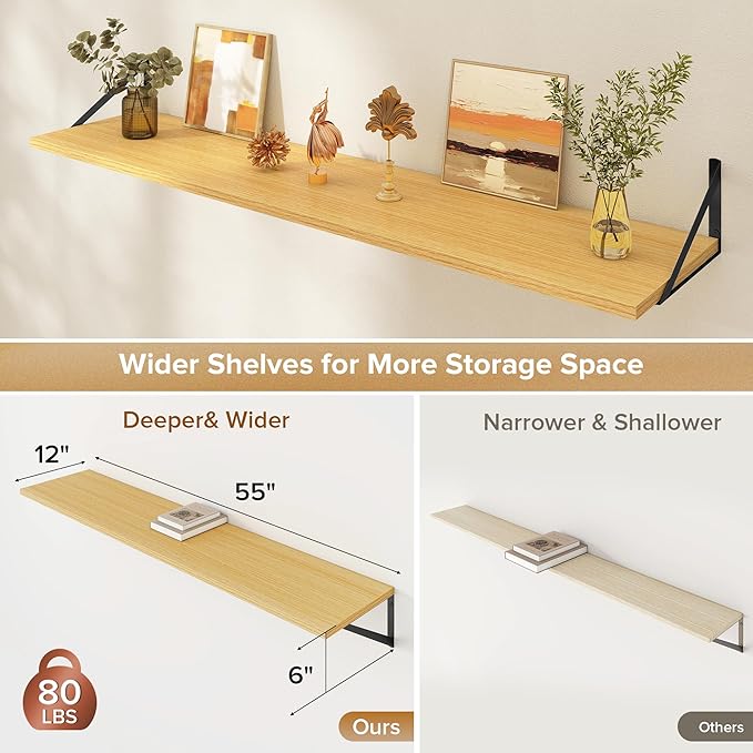 Deep Floating Shelves Wall Mounted, 55