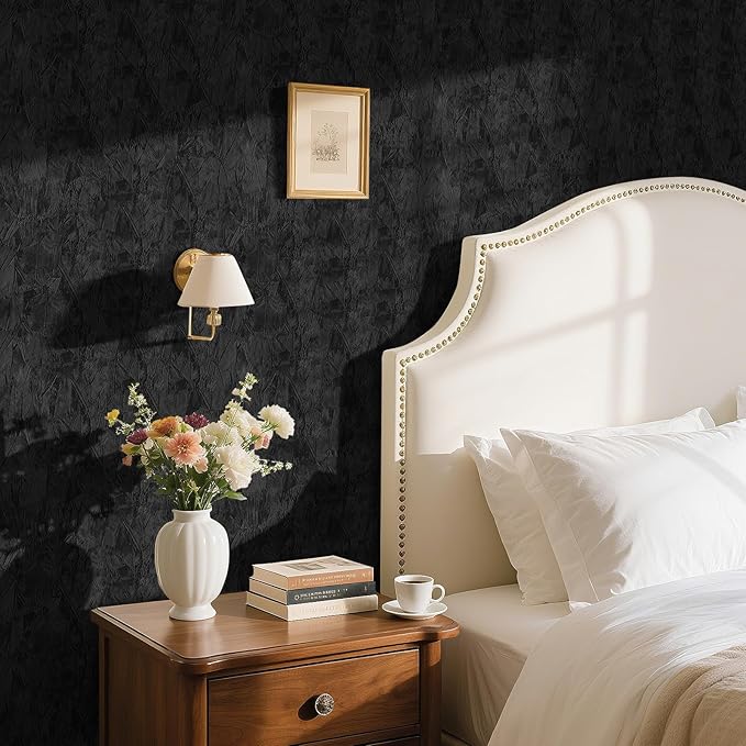 Self Adhesive Velvet Wallpaper Black Soft Velvet Fabric Wallpaper 17.7