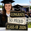2026 Graduation Table Decorations Class of 2026 Senior Tiered Tray Decor Wooden Cap Block Signs Farmhouse Congrats Grad Tabletop Party Centerpiece for Tables Wooden Sign for Home Decor