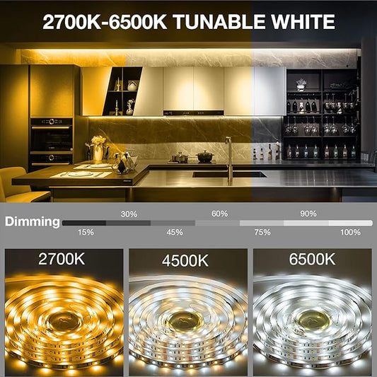 DAYBETTER 8 PCS Under Cabinet Lighting Kit, Bright Under Cabinet Lights, Flexible Led Strip Lights with Remote, for Kitchen Cabinets Shelf Desk Counter, 2700K-6500K Warm to Daylight White, 13.2ft