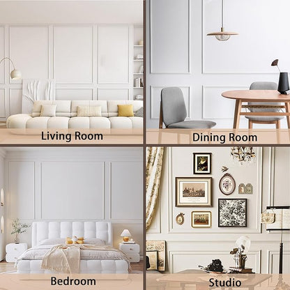 Gaahing 6 Sets Premade Accent Wall Molding Kit, Pre-Cut Wainscoting Panels, Ready to Assemble Chair Rail Moulding for Interior Decoration