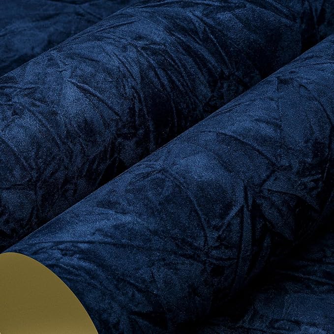 LACHEERY Navy Blue Felt Fabric Wallpaper Textured Velvet Paper Roll 15.8"x275" Self Adhesive Dark Blue Velvet Drawer Liner Contact Paper Peel and Stick Felt Wallpaper for Crafts Drawer Shelf Liner