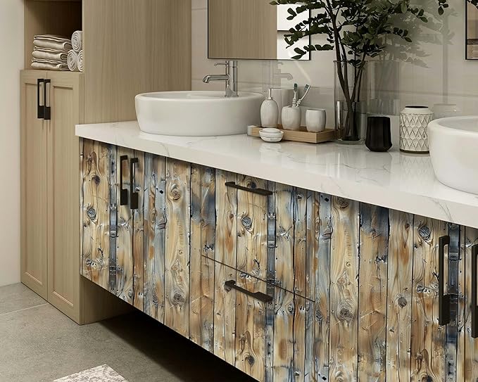 FLFK Rustic Wood Wallpaper,Peel and Stick Wood Grain Wall Mural for Living Room, Bedroom, Kitchen, Office, Apartment Decor 16