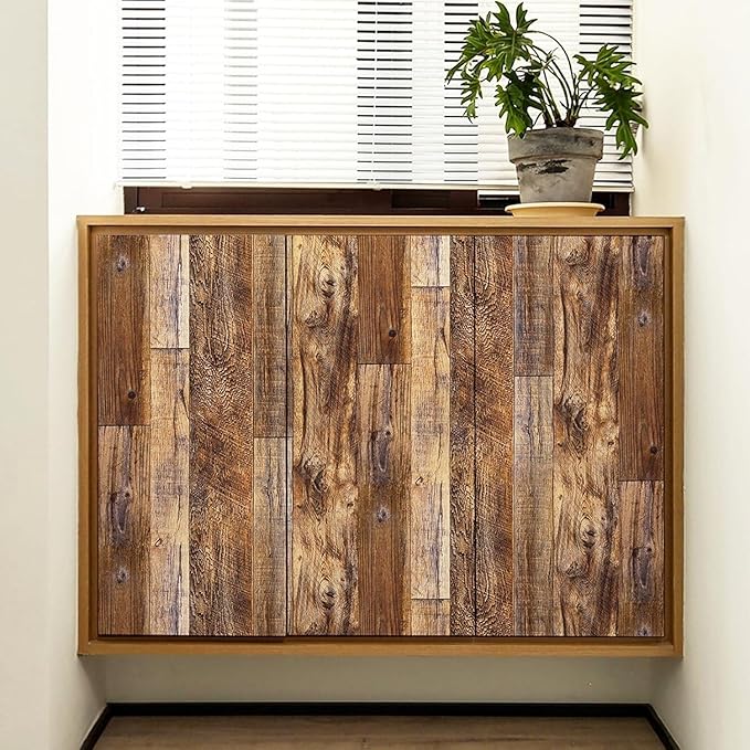 Yun-aeon Brown Wood Peel and Stick Wallpaper 17.3