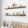 Picture Ledge Shelf, Wood Long Floating Shelves for Wall, Set of 2, 56 inch Picture Ledge Shelves, Photo Ledge Nursery Book Shelves Wall Mounted for Living Room Kids' Room Bedroom, Color Walnut