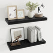 Dreamland 24 Inch Long Floating Shelves in Black,6.7 Inch Deep Floating Shelf for Wall,Large Display & Storage Shelf, Wall Shelf for Bathroom Bedroom Living Room Kitchen Office，Set of 2