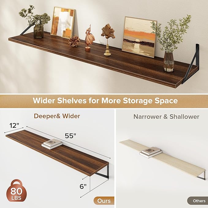 Deep Floating Shelves Wall Mounted, 55