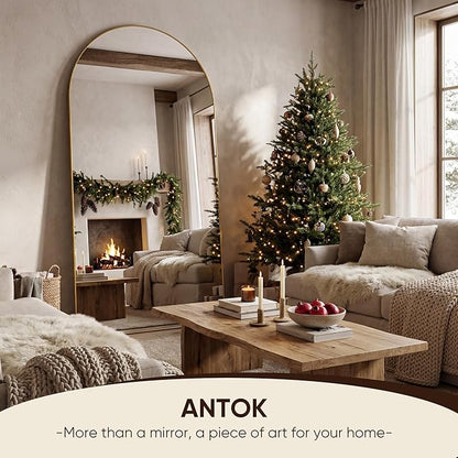 Antok 78" x38” Arched Full Length Floor Mirror, Gold Aluminum Frame, Free Standing/Wall Mount/Leaning for Bedroom, Living Room, Dressing Room