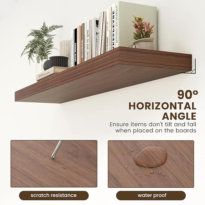 12 Inch Deep Floating Shelves | 55 Inch Walnut Floating Shelves | 55