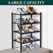 Smiry Bamboo Shoe Rack for Closet, 4 Tier Small Wooden Stackable Shoe Organizer, Free Standing Shoes Storage Shelf for Entryway, Front Door Entrance, Black