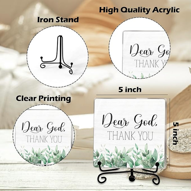 Modern Farmhouse Decor, Home Decor For Living Room, Boho Chic Aesthetic Shelf Decorations, Eucalyptus Christian God Acrylic Sign, Farmhouse Entryway Tv Stand Fireplace Coffee Table Decoration (12)