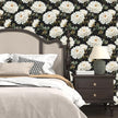 Black White Floral Peel and Stick Wallpaper Chrysanthemum Contact Paper 17.5