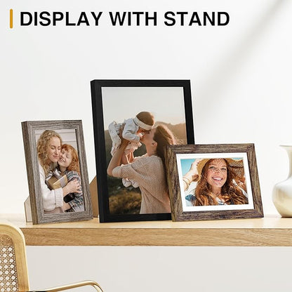 Vittanly 15 Pack Picture Frames Collage Wall Decor, Multi Sizes Including 3pcs 8x10, 6pcs 5x7 and 6pcs 4x6 Photo Frames, Gallery Frame Set for Wall or Tabletop Display, Black, Brown and Dark Grey