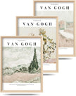 HesenDot Van Gogh High Framed Wall Art Set of 3, 12x16in Neutral Floral Canvas Prints, Abstract Landscape Artwork for Living Room Bedroom Gallery Office Home Décor