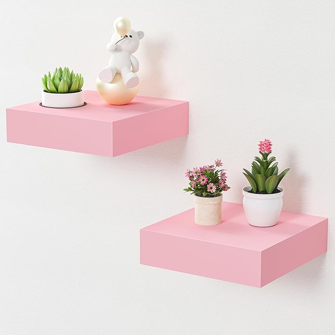 BAMEOS Pink Floating Shelves for Wall, 6