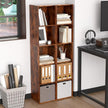 5 Cube Storage Organizer, 5 Tier Cube Low Bookcase Freestanding Storage Display Organizer, Five-Cubes Open Shelf Bookshelf for Home Office (Retro Brown, 5-Cube)