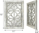 Set of 2 11x15 Inch Rectangular Shatterproof Grey Decorative Wall Mirrors, Boho Farmhouse Rustic Vintage Accent Mirrors for Living Room Bedroom Entryway & Home Decor