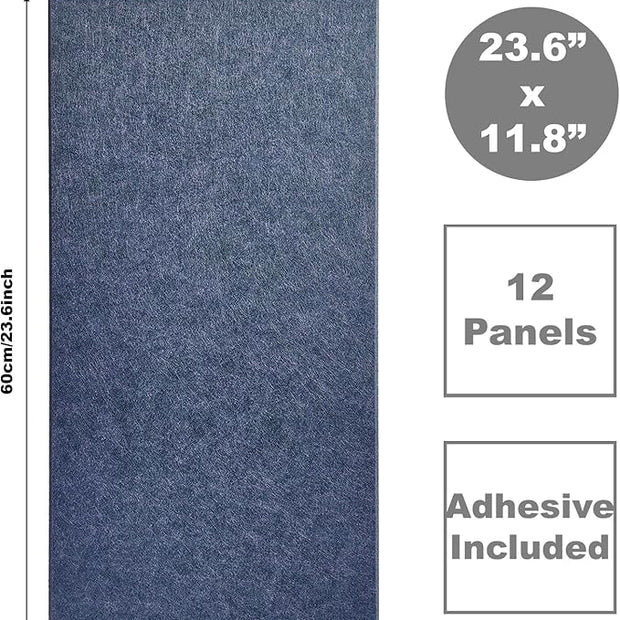 Acoustic Panels 12-Pack Soundproof Wall Panels 24"X12"X0.35" Sound Panels High Density Sound Dampening Panels - Denim