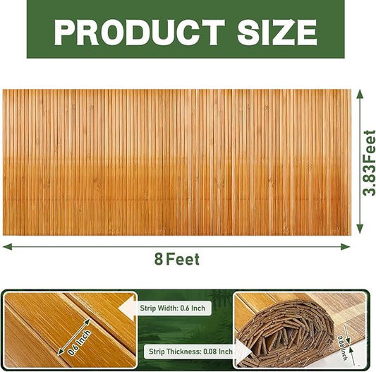 Natural Bamboo Wall Panel for Interior Wall Decor 46 X 96 in Pole Wrap Wainscoting Wood Paneling for Living Room Kitchen Bedroom Office Bar