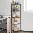 Corner Plant Stand Shelf, 5 Tier Tall Shelf Plant Stand for Indoor Plants, Rustic Brown Corner Bookshelf Wall Decor Living Room, 44.1
