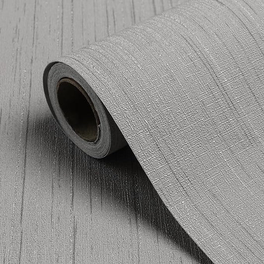 Grey Grasscloth Peel and Stick Wallpaper 15.7" X 120" Textured Self-Adhesive Contact Paper Linen Grasscloth Removable Wallpaper for Cabinets Counter Top Liners