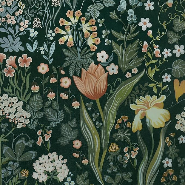 Peel and Stick Wallpaper Vintage Wall Paper Green Floral Contact Paper Removable Wallpaper 17.3"x393.7" Leaf Flower Self Adhesive for Bedroom Drawer Decor Vinyl Rolls