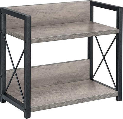Giikin Countertop Shelf Organizer, 2 Tier Kitchen Spice Rack Organizer for Countertop, Wood Coffee Counter Shelf Organizer for Home (Grey, S)